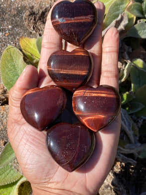 Red Tiger's Eye Heart Shape Palmstones