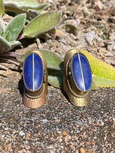 Lapis Lazuli Brass Pill Ring