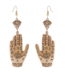 Retro Alloy Evil Eye Palmistry Earrings